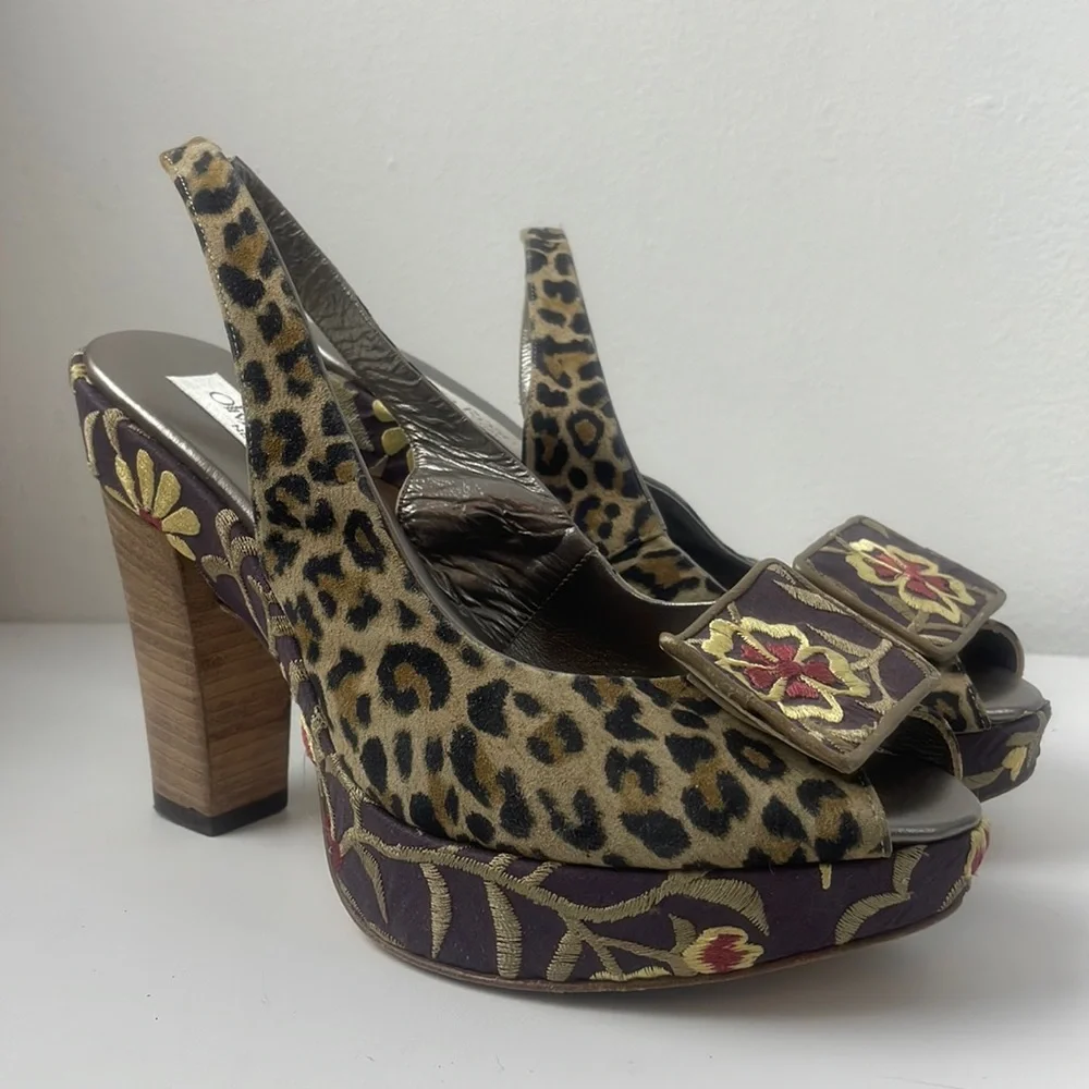 Olivia Rose Tal Floral Leopard Platform heel Size 38 - Picture 3 of 17